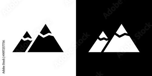 Mountain icon Vector in flat style. Collection silhouettes
