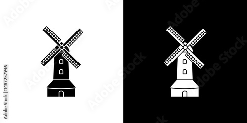 Mill sign icon Vector in flat style. Collection silhouettes