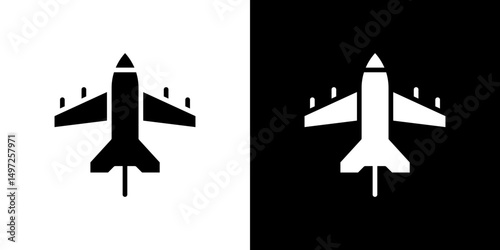 Military aircraft icon Vector in flat style. Collection silhouettes