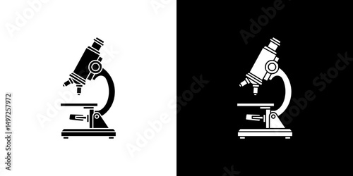 Microscope icon Vector in flat style. Collection silhouettes