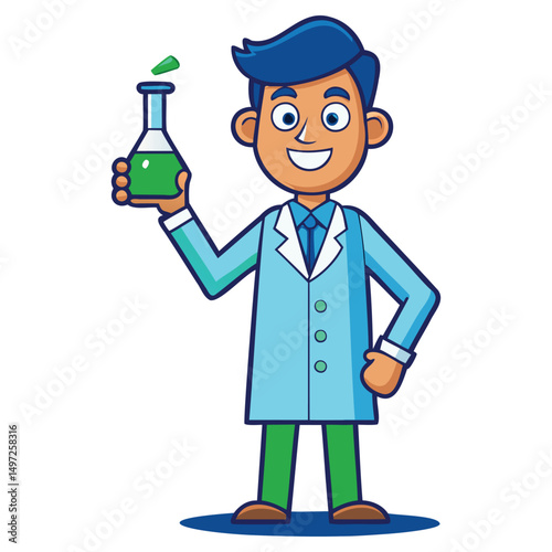 Lab Technician Cartoon Character Illustration