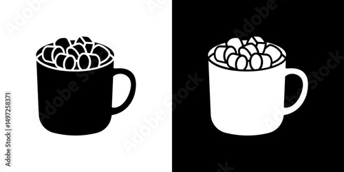 Marshmallows Mug icon Vector in flat style. Collection silhouettes
