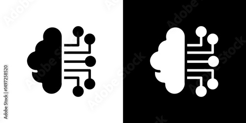 Machine learning icon Vector in flat style. Collection silhouettes