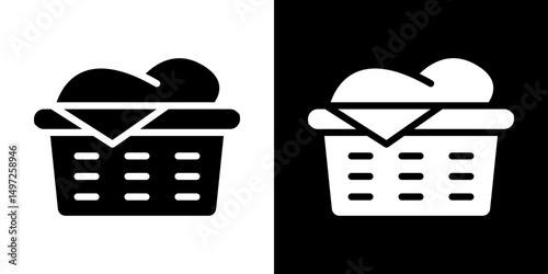 Laundry basket icon Vector in flat style. Collection silhouettes