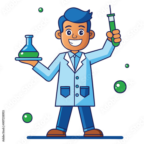 Lab Technician Cartoon Character Illustration