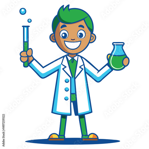 Lab Technician Cartoon Character Illustration