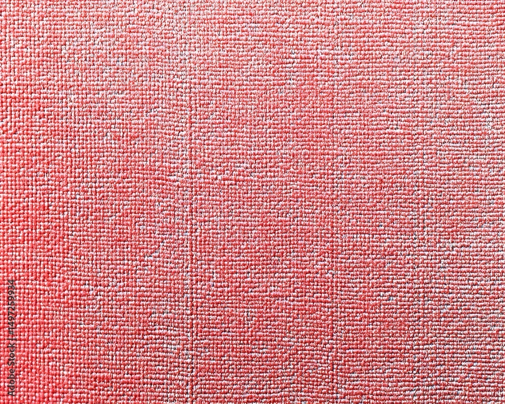 Fototapeta premium Close Up Red Textured Fabric Background, Detailed Coral Woven Material Texture