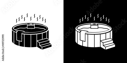 Hot tub icon Vector in flat style. Collection silhouettes