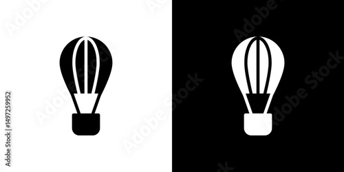 Hot air balloon icon Vector in flat style. Collection silhouettes