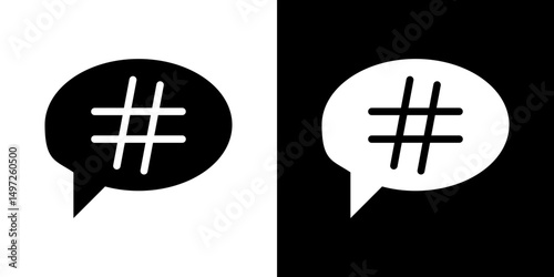 Hashtag icon Vector in flat style. Collection silhouettes