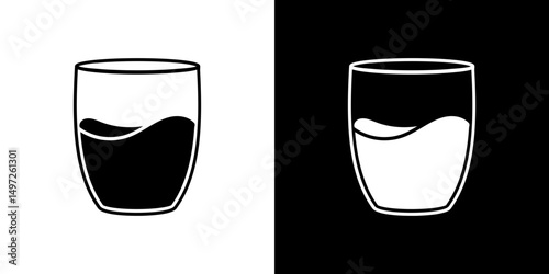 Half Glass icon Vector in flat style. Collection silhouettes