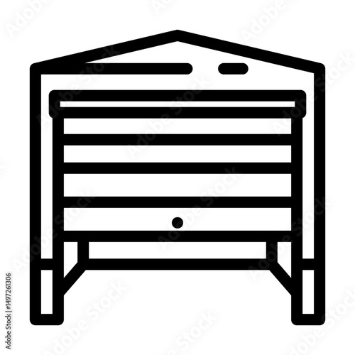 garage exterior open door line icon vector illustration
