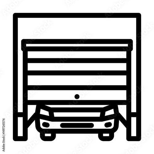 car inside garage line icon vector illustration