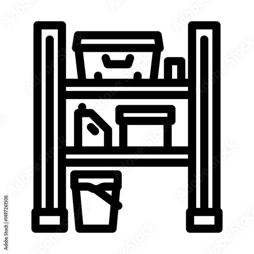 garage storage shelves line icon vector illustration