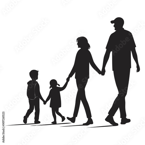 Loving Family Silhouette Vector Art