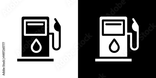 Gas station icon Vector in flat style. Collection silhouettes
