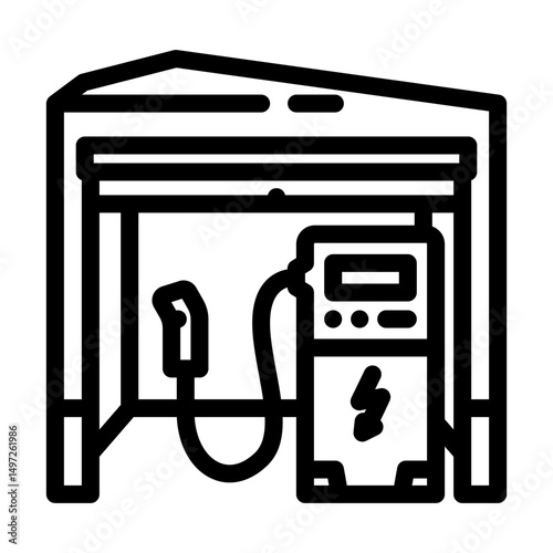 car battery charger line icon vector illustration