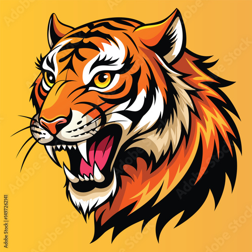 Wallpaper Mural Angry Tiger Head Fierce Mascot Illustration Torontodigital.ca