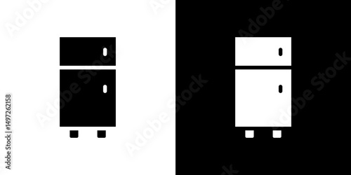 Fridge icon Vector in flat style. Collection silhouettes