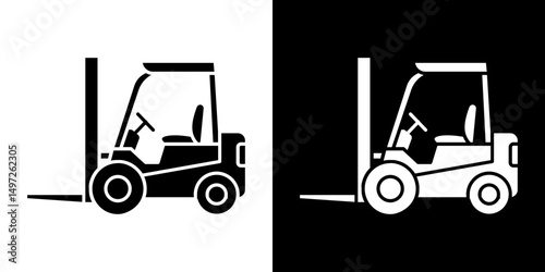 Forklift icon Vector in flat style. Collection silhouettes