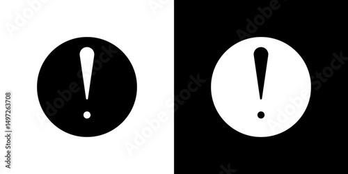 Exclamation button icon Vector in flat style. Collection silhouettes