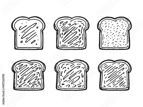 toasted slice of bread toast Vector Line Art