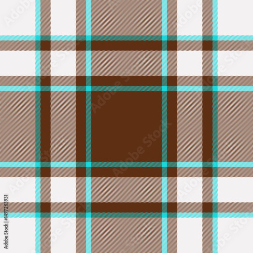 Stylish brown, white, and teal plaid pattern.  Perfect for textile designs, website backgrounds, or fashion projects.