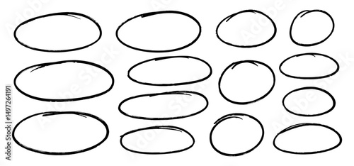Set of Circle Highlight Marker Line Vector