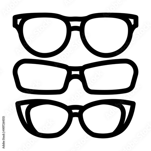 glasses frames optometry vision eye line icon vector illustration