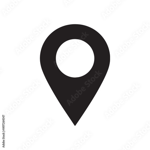 Simple black location marker icon. location icon on white background