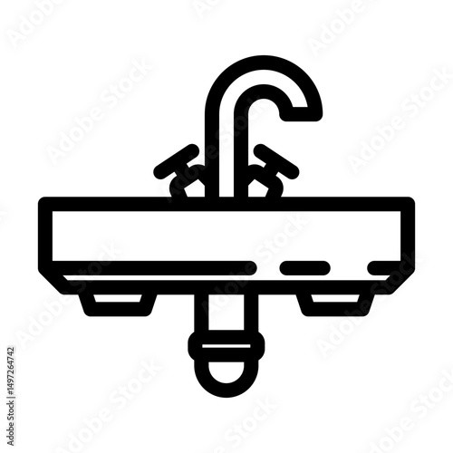 wall mounted sink line icon vector illustration