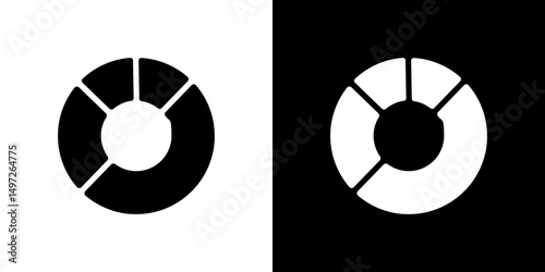 Donut chart icon Vector in flat style. Collection silhouettes