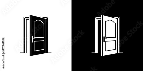 Door open icon Vector in flat style. Collection silhouettes