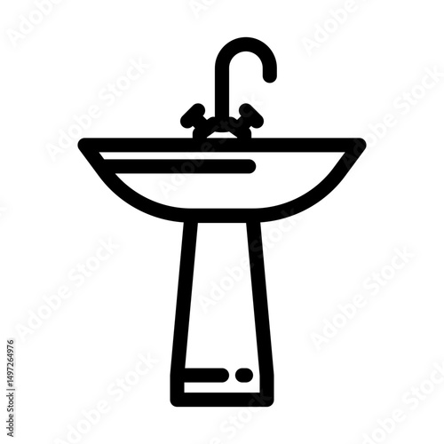 pedestal sink line icon vector illustration