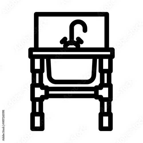 stainless steel sink line icon vector illustration