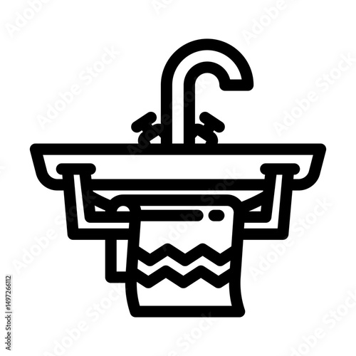 sink towel rack line icon vector illustration