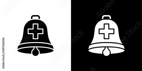 Cowbell circle plus icon Vector in flat style. Collection silhouettes