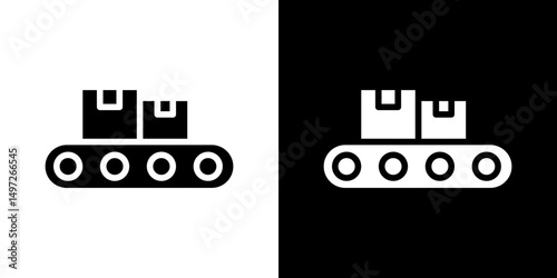 Conveyor belt icon Vector in flat style. Collection silhouettes
