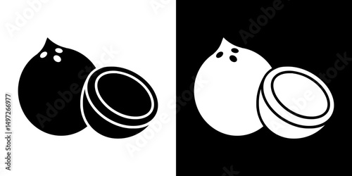 Coconut icon Vector in flat style. Collection silhouettes