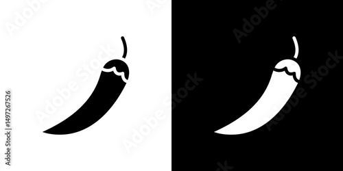 chilli pepper icon Vector in flat style. Collection silhouettes