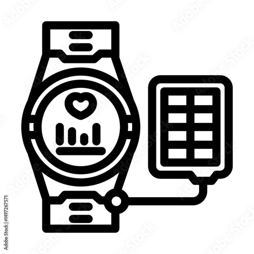 solar powered fitness tracker outdoor line icon vector illustration