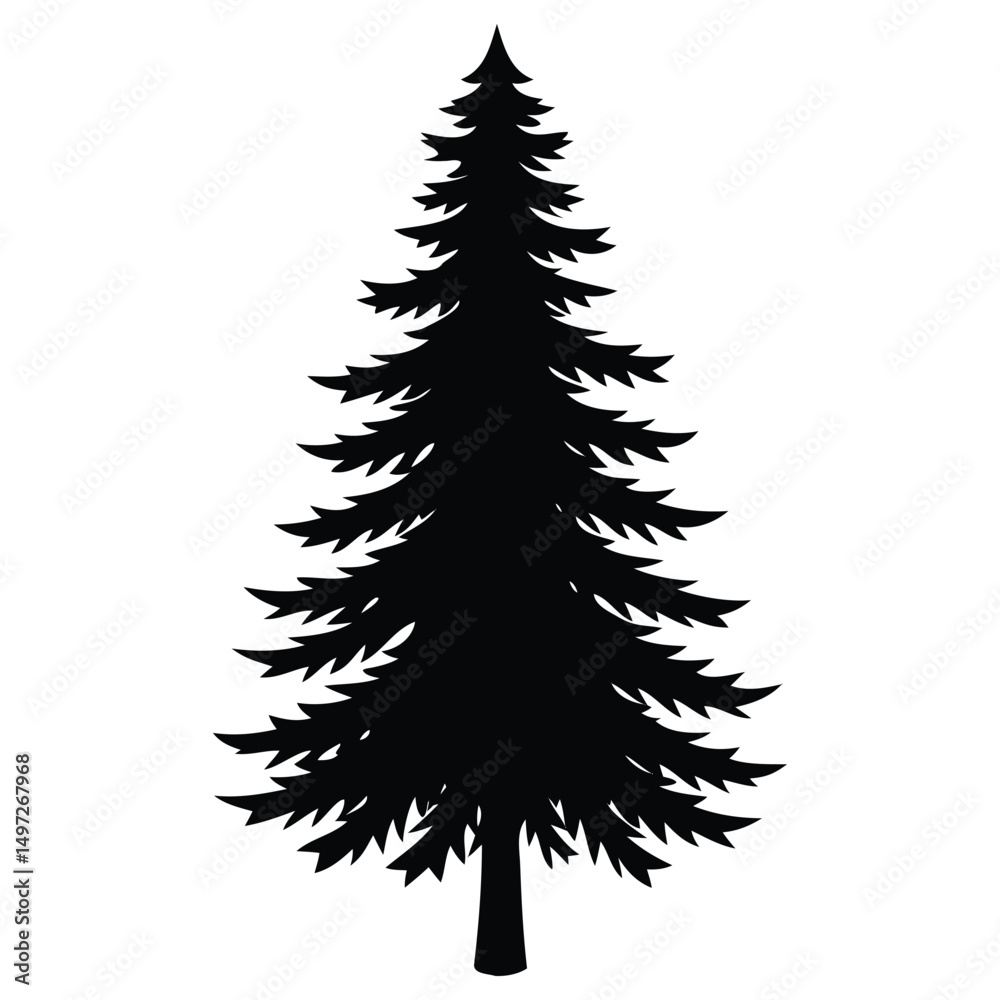 Fototapeta premium Pine Tree Silhouette Nature Illustration