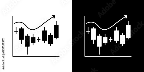 Chart candlestick icon Vector in flat style. Collection silhouettes