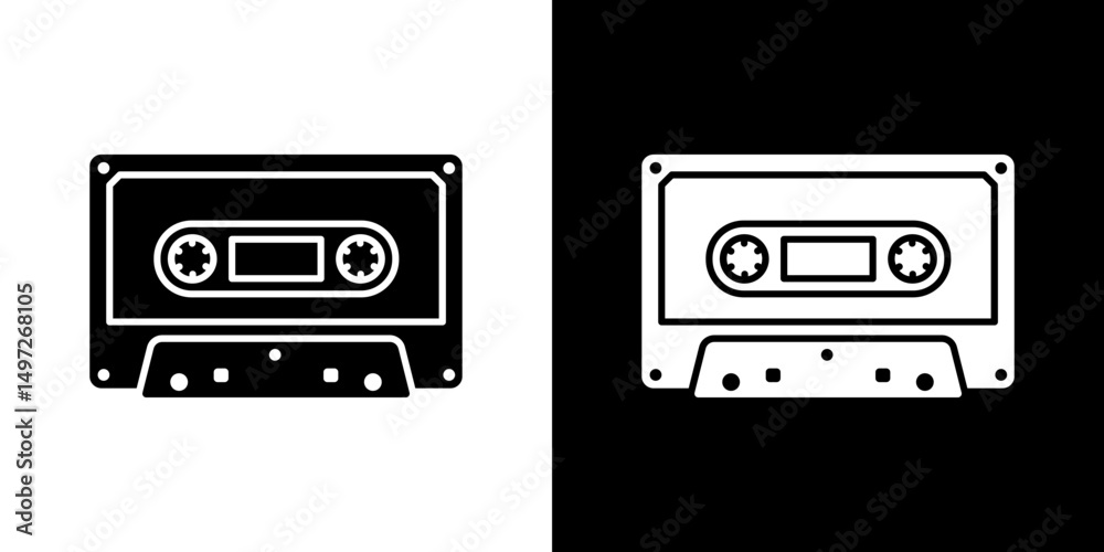 Fototapeta premium Cassette tape icon Vector in flat style. Collection silhouettes