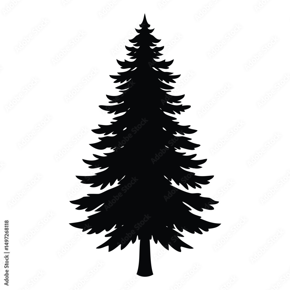 Fototapeta premium Pine Tree Silhouette Nature Illustration