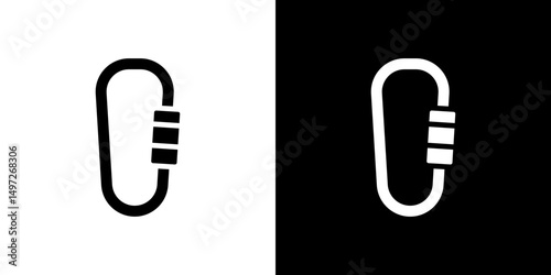 Carabiner icon Vector in flat style. Collection silhouettes