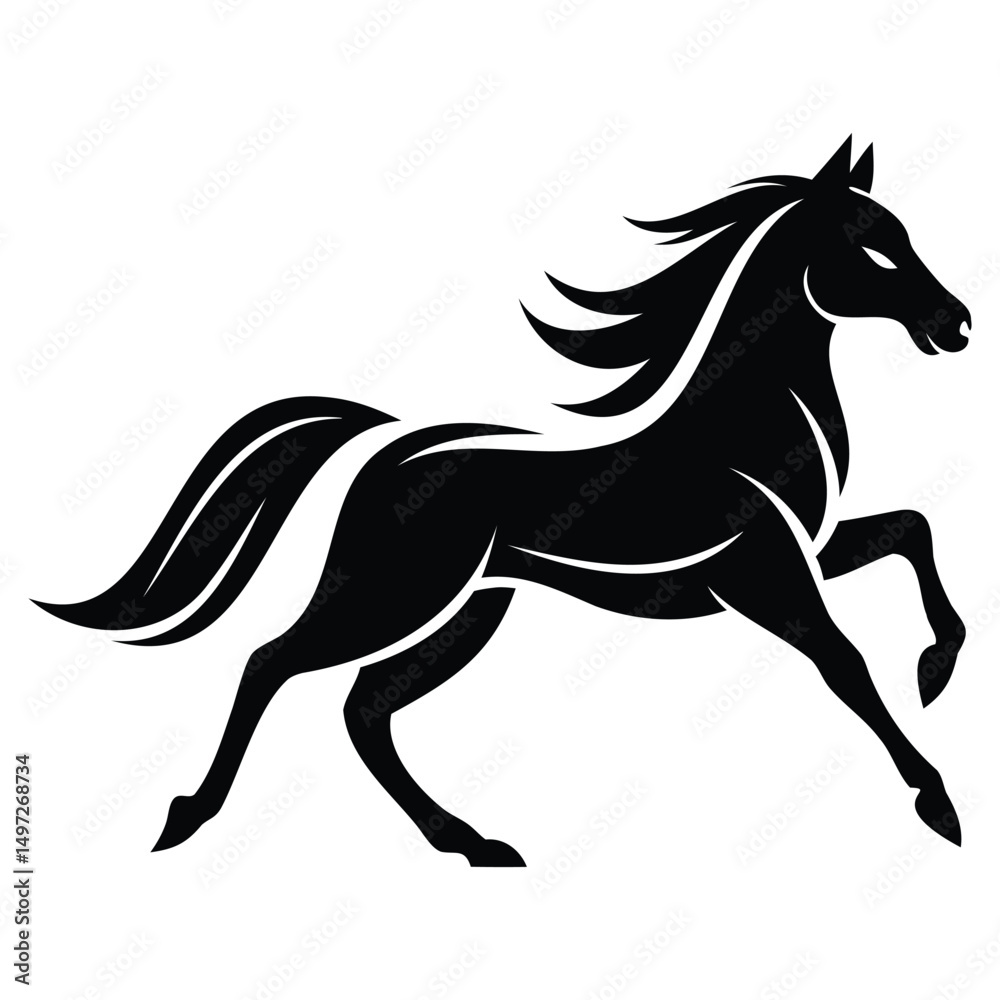 Obraz premium Running Horse Silhouette Illustration