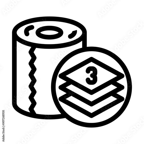 three ply toilet paper line icon vector illustration