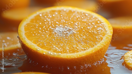 Invigorating Orange Slice with Sparkling Effervescence and Citrus Freshness photo