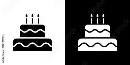 Birthday cake icon Vector in flat style. Collection silhouettes